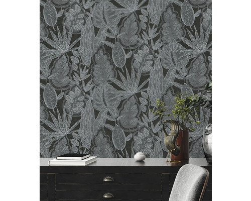 Behang met bloemmotief in interieur