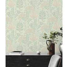 Behang met bloemmotief in een interieur