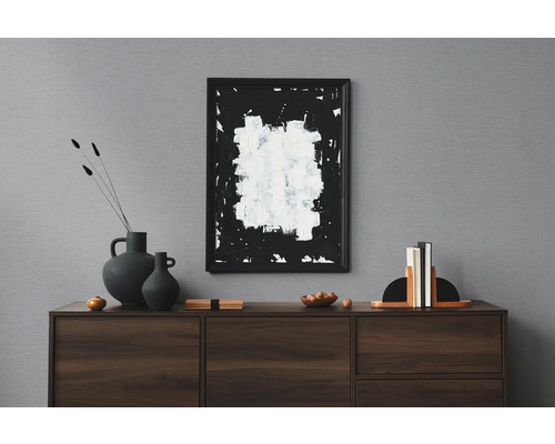 Decoratief interieur met dressoir, abstracte kunst en vazen