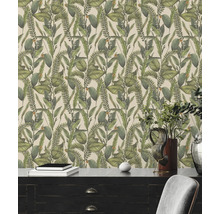 Behang met botanisch bladmotief in interieur