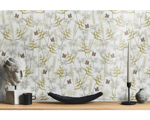 Decoratief behang met planten en vlinders