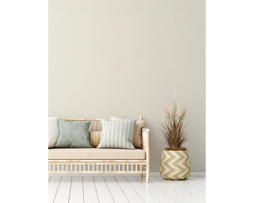 Decoratieve woonkamer met bank, kussens en potplant