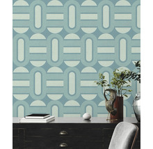 Behang met geometrisch patroon in blauw- en grijstinten