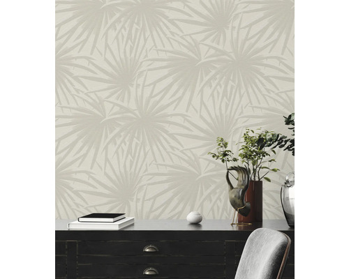 Wandbekleding met behang met plantenmotief