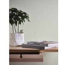 Close-up van een tafel met plant, boeken en lade