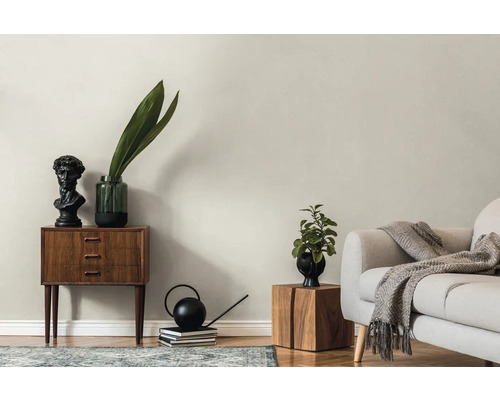 Woonkamer met ladekast, decoratie, plant en bank