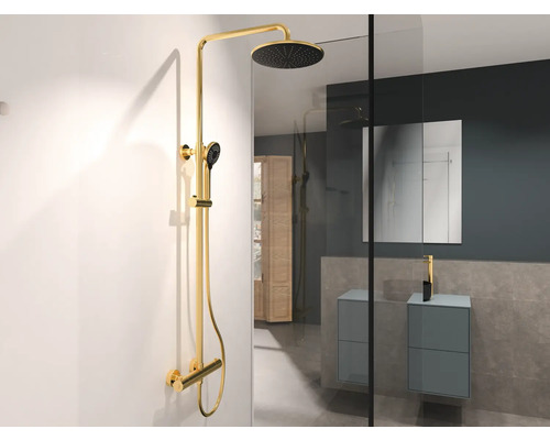 Douchesysteem met hoofd- en handdouche in de badkamer