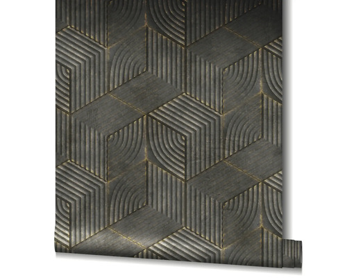 Behang met geometrisch patroon op een rol