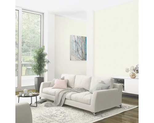 Lichte woonkamer met bank, vloerkleed en kamerplant