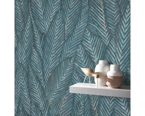 Behang met bladmotief in interieur