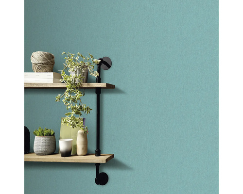 Decoratieve wand met twee planken, planten en decoratieve items