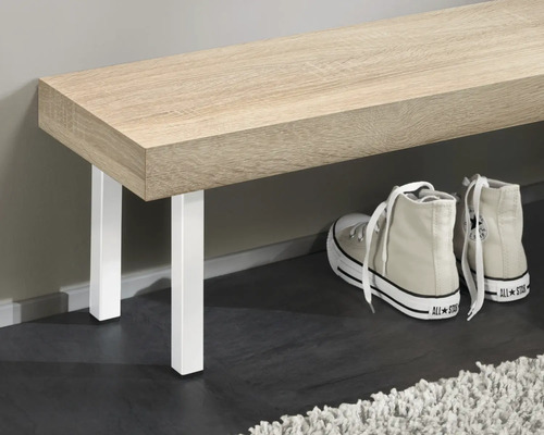 Bank met houtlook zitting en witte poten