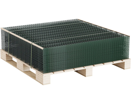 Pallet met hekwerkpanelen