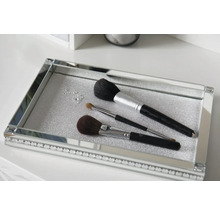 Decoratief spiegel dienblad met make-up borstels