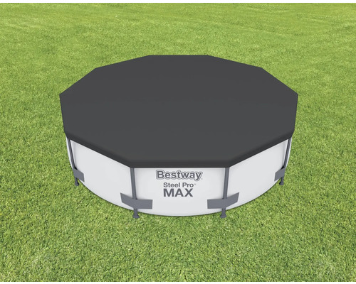 Afgedekt Bestway Steel Pro MAX zwembad op gazon