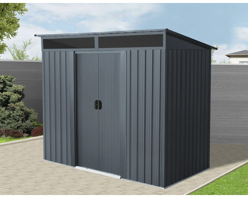 Metalen tuinhuis met dubbele deur en lessenaarsdak