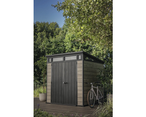 KETER Tuinhuis Signature Ashwood Pent 7x7 incl. vloer kunststof antraciet-bruin 216 x 218 cm KETER Tuinhuis Signature Ashwood Pent 7x7 incl. vloer kunststof antraciet-bruin 216 x 218 cm