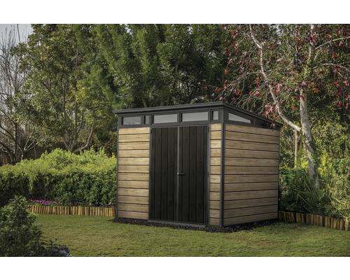 KETER Tuinhuis Signature Ashwood Pent 9x7 incl. vloer kunststof houtlook 279 x 218 cm KETER Tuinhuis Signature Ashwood Pent 9x7 incl. vloer kunststof houtlook 279 x 218 cm