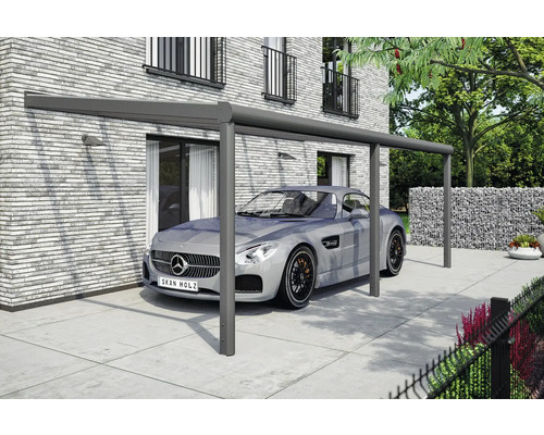 Moderne aluminium carport met auto ervoor