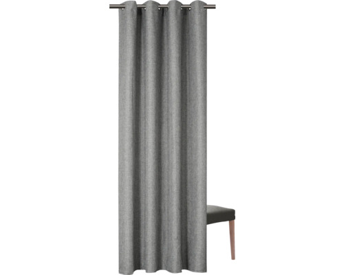 Grijs gordijn met oogjes