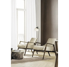 Woonkamer met twee fauteuils, een bijzettafel en een vloerlamp