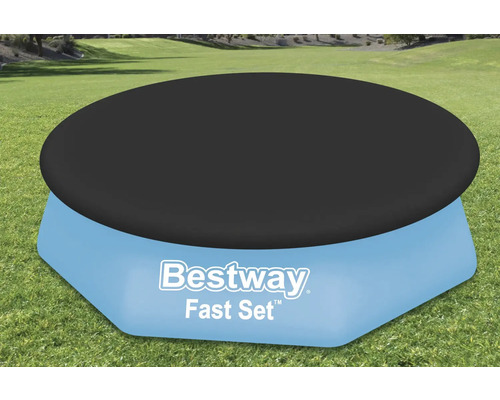 Bestway Fast Set zwembad met afdekzeil in de tuin