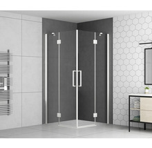 Hoekdouche met draaideur en handgreep in een moderne badkamer