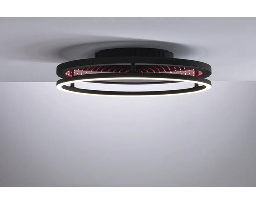 Zwarte LED plafondlamp met oneindigheidseffect aan het plafond