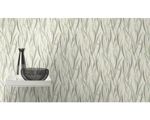 Behang met grassen patroon in de woonkamer