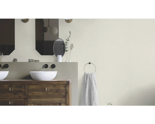 Badkamer met wastafelonderkast, opzetwastafel, spiegel en handdoekhouder