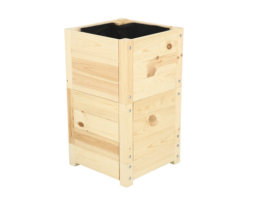 Vierkante houten plantenbak met folie-inzetstuk