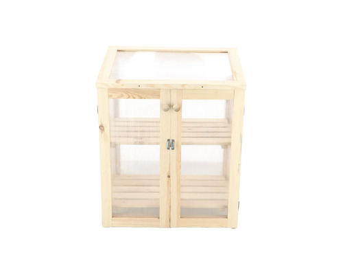 Houten kweekbak met twee deuren en twee schappen