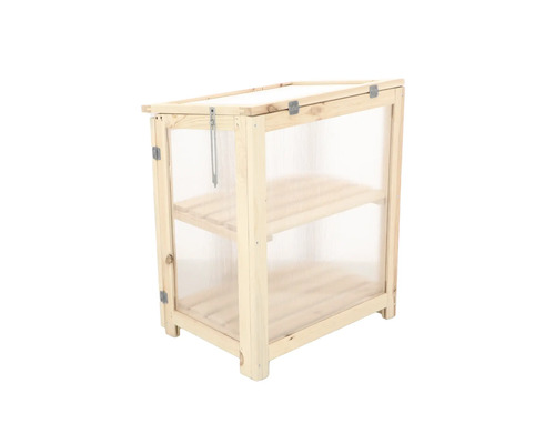 Houten plantenbak met planken en lichtdoorlatende wanden