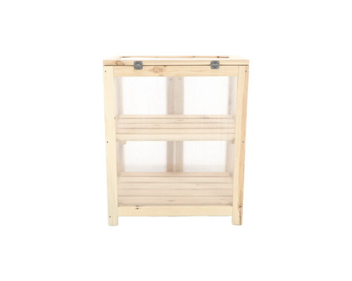 Houten plantenbak met transparante wanden