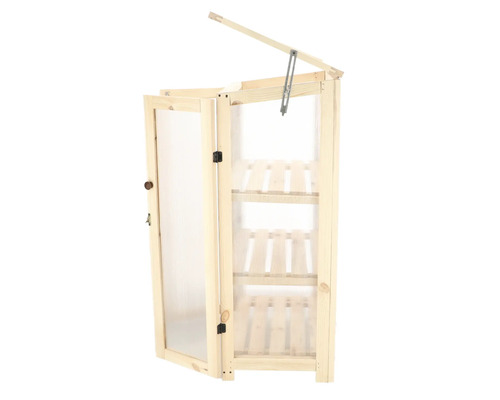 Kweekkast voor verhoogde tuinbedden met planken en open deur