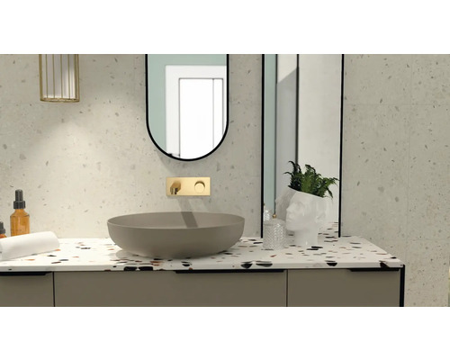 Badkamermeubel met spiegel, opzetwastafel en kraan