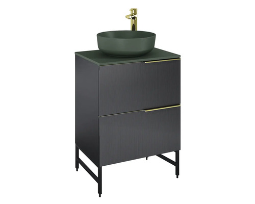 Wastafelmeubel met opzetwastafel en kraan voor de badkamer