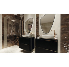 Moderne badkamer met douche, wastafels, spiegels en stijlvol interieur