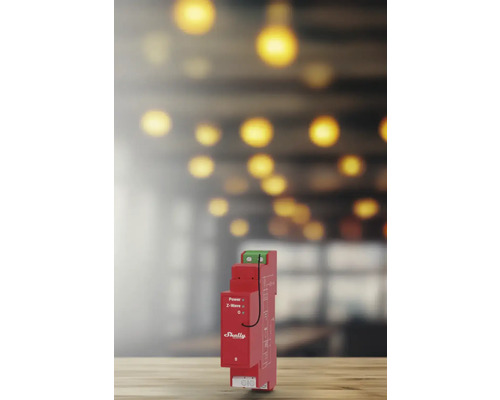 Shelly Logo op rood smart home relais