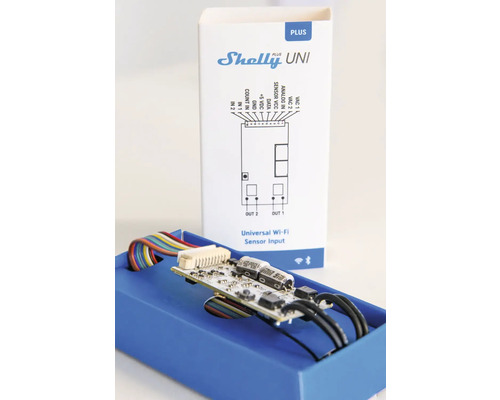 Shelly Plus UNI wifi-sensoringang in doos