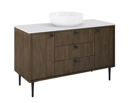 Wastafelmeubel met wastafel, laden en kastdeuren voor de badkamer