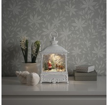 Decoratieve lantaarn met kerstmotief, ledverlichting en sneeuwglobe-effect voor de kerstperiode