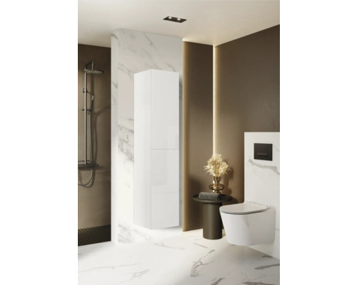 Moderne badkamer met douche, spiegelkast, toilet en wastafel