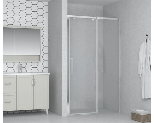 Moderne badkamer met wastafelonderkast, spiegelkast en douchecabine