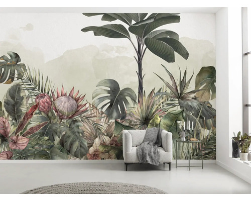 KOMAR Fotobehang vlies P250-VD4 Pure 2 Jungle Spot 400x250 cm Wand met een fotobehang met jungle motieven, dat een tropisch bos met weelderige begroeiing weergeeft