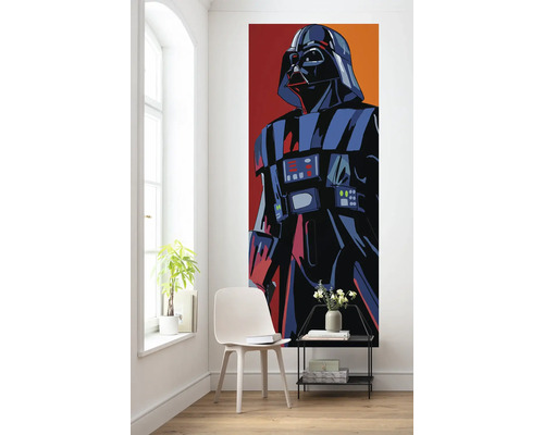 Illustratie van Darth Vader als wanddecoratie in een kamer.