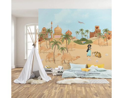 Kinderkamer met woestijnbehang, tipi en bed