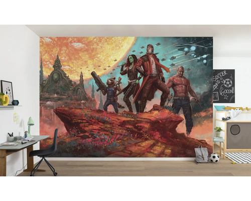 Wanddecoratie met Guardians of the Galaxy motief in een kinderkamer.