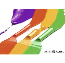 Verschillende kleuren acrylverf aangebracht