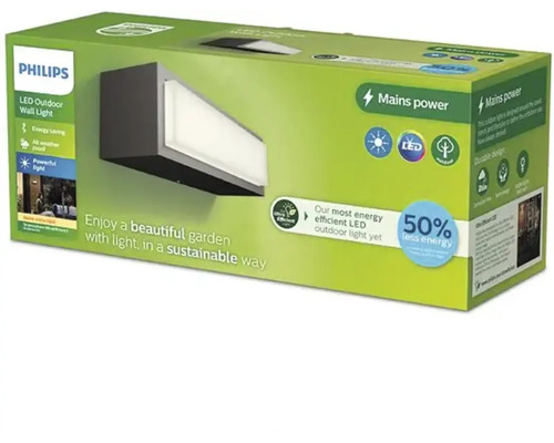 Verpakking van een Philips LED buitenmuurlamp